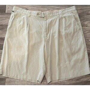 Tommy Bahama Mens Size 40 Tan Pleated Shorts Silk Blend Beige Khaki Casual Beach